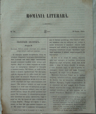 Revista Romania literara ; Director Vasile Alecsandri , nr. 28 , Iasi , 1855 foto