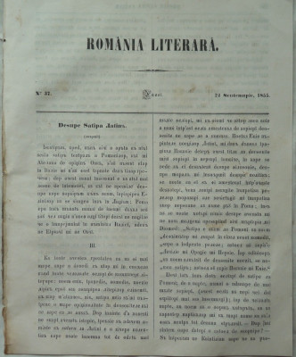 Revista Romania literara ; Director Vasile Alecsandri , nr.37 , Iasi , 1855 foto