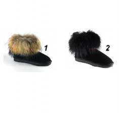 Cizme Tip UGG Australia Piele Naturala Fox Fur Dama Blana Bogata foto