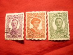 Serie- Regele Karol I si Regina Zita 1918 Bosnia si Hertzegovina , 3 val. stamp. foto