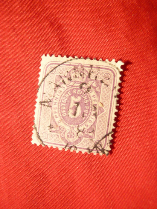 Timbru 5 pf violet 1875 Germania , stampilat