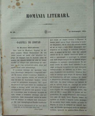 Revista Romania literara ; Director Vasile Alecsandri , nr.40 , Iasi , 1855 foto