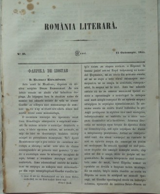 Revista Romania literara ; Director Vasile Alecsandri , nr.40 , Iasi , 1855 foto