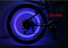 2 x Leduri albastre tuning roata bicicleta, scuter sau motocicleta cu montaj intre spi?e. Led ro?i si semnalizatoare waterproof + CADOU un joc Rubik foto