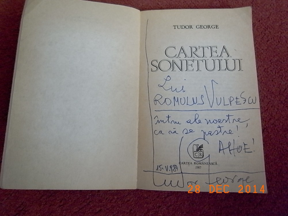Tudor George - Cartea sonetului ( dedicatie , autograf ) | Okazii.ro