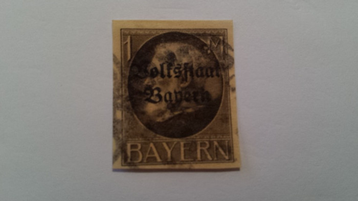 Germania Bayern 1920 Regele Ludwig valoare nedantelata stampilata de 1 M