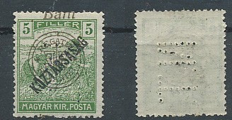 1919 ROMANIA Oradea 5 Bani seceratori timbru foarte rar cu perfins &amp;rdquo;N.T.&amp;rdquo; , MNH foto