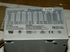 Vand sursa 350W PowerLink LPT2-20 4x molex, 20 pini mobo, 4pini CPU, 1x Floppy, vent 80mm foto