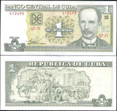 CUBA- 1 PESO 2009- P 121- JOSE MARTI- UNC!! foto