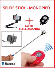 SELFIE Stick - MONOPIED Telefon cu surub si 7 segmente + CADOU TELECOMANDA Bluetooth + Baterie!! OFERTA SPECIALA foto