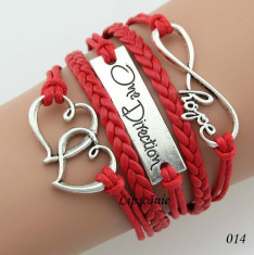 Bratara moderna din piele - Red Double Heart foto