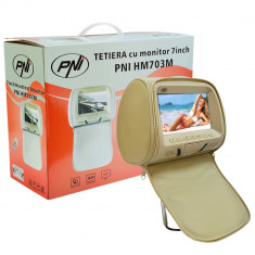 Resigilat - 2015 - Tetiera 7 inch PNI HM703M Y bej cu fermoar cu player MP4 foto