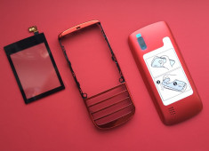 Carcasa rama fata cu geam touchscreen digitizer touch screen capac spate baterie capac acumulator Nokia Asha 300 Originala foto