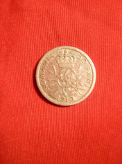 Moneda 50 Bani 1910 muchie rotunda ,Carol I ,argint ,cal.Buna foto