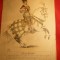 Gravura Cavaler semnata Vallet 1890 , dim. 17,8 x 23,4 cm