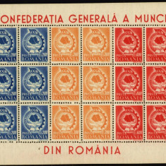 Romania 1947 - CGM minicoala de 6 serii LP 209 a, bloc de 18 timbre MNH