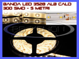 ROLA BANDA 300 LED - LEDURI SMD 3528 ALB CALD 3000K (ALBA, ALBE) - 5 METRI, IMPERMEABILA (WATERPROOF), FLEXIBILA, ZDM
