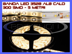 ROLA BANDA 300 LED - LEDURI SMD 3528 ALB CALD 3000K (ALBA, ALBE) - 5 METRI, IMPERMEABILA (WATERPROOF), FLEXIBILA foto