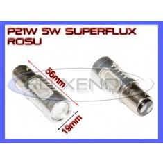 BEC AUTO LED LEDURI P21W 5W BAY15D DUBLU FILAMENT - SUPERFLUX STOP POZITIE FRANA