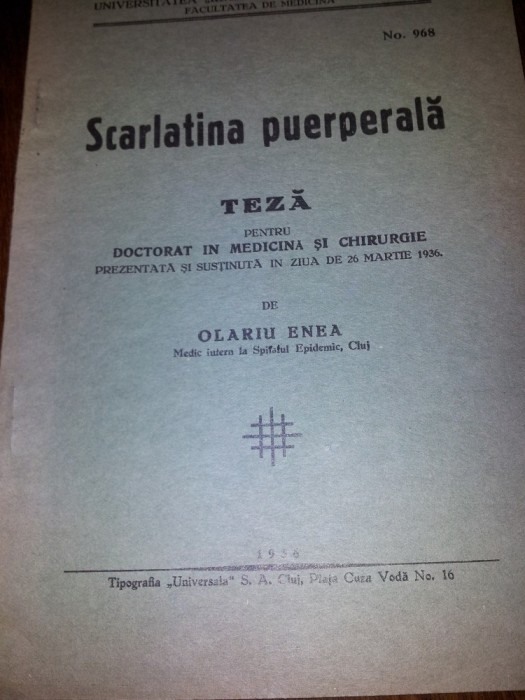 SCARLATINA PUERPERALA 1936
