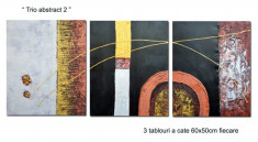 Trio abstract 2 ( tablou triptic 3 x 60x50cm) LIVRARE GRATUITA 24-48h foto