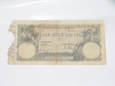 Bancnota una suta mii lei 7 August 1945 ~ E 0837676 ~ foto