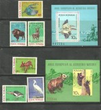 Romania 1980 - OCROTIREA NATURII , serie, colita DT si NDT nestampilate, DG8, Natura, Nestampilat