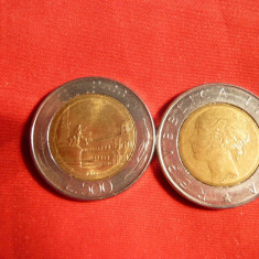 Set 2 Monede 500 Lire comemorative 1982 cal.NC, 1993 cal.F.Buna Italia bimetal