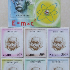 ZAIR 1979 - ALBERT EINSTEIN 6 VALORI SI 1 S/S, NEOBLITERATE - ZA 022