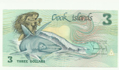 BANCNOTA 3 DOLARI COOK ISLANDS,COOC , 1987 UNC foto