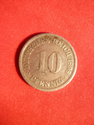 Moneda 10 Pf 1898 lit.A Germania ,metal alb ,cal.F.Buna foto