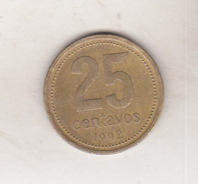 bnk mnd Argentina 25 centavos 1992 vf foto