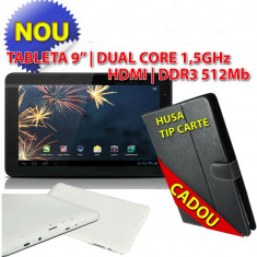 OFERTA TABLETA 9&amp;quot; INCH ALLWINNER A9 MID HDMI DUAL CORE 1.5 GHz 512MB 8GB ANDROID 4.2 3G EXTER + HUSA TIP CARTE foto