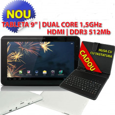 OFERTA TABLETA 9&amp;quot; INCH ALLWINNER A9 MID HDMI DUAL CORE 1.5 GHz 512MB 8GB ANDROID 4.2 3G EXTERN + HUSA CU TASTATURA foto