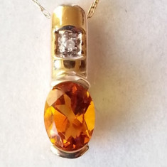 Pandant aur galben 14k CITRINE +lantisor finut foto