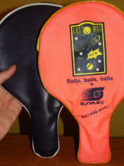 AuX: Superbe palete vechi de ping-pong in huse cu buzunare pentru mingi, tenis de masa, de colectie, una e marca Olympia in husa Sunflex Cosmos! foto