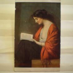 ROMANIA - REPRODUCERE A TABLOULUI " O CARTE NOUA " - EDITURA M. A. ZWILLER - BAZARDGIC - 1905 - CIRCULATA , TIMBRATA .