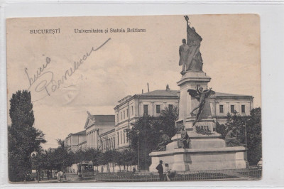 B76486 Romania Bucuresti Universitatea si Statuia Bratianu post militar foto