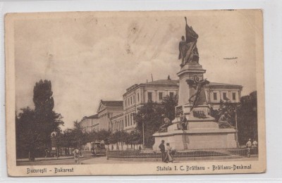 B76445 Romania Bucuresti Old tram tramway Statuia IC Bratianu foto