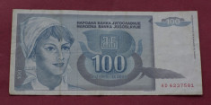 100 dinari - dinara 1992 Yugoslavia foto