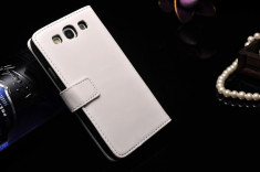 Husa / toc piele fina Samsung Galaxy S3 / S3 Neo, tip flip cover portofel, ALB foto