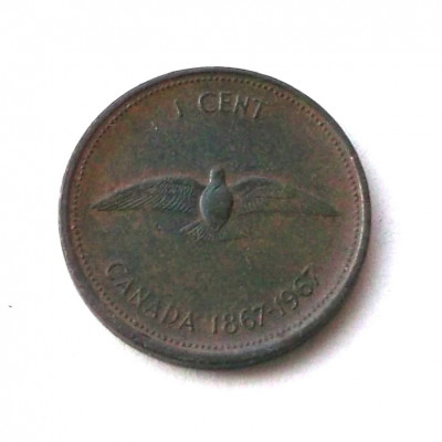 G2. CANADA 1 CENT 1967, 3.24 g., Bronze, Elizabeth II, 19.10 mm 1867-1967 ** foto