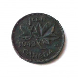 G2. CANADA 1 CENT 1943, 3.24 g., Bronze, GEORGE VI, 19.10 mm **, America de Nord