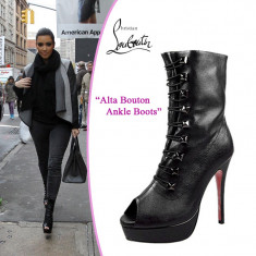 **IMPORT** Ghete cu Platforma si Toc Christian Louboutin Alta Bouton Ankle Boots - La Comanda foto