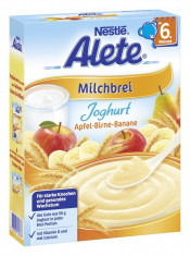 Cereale NESTLE Alete cu Fructe si Iaurt (cu lapte praf), +6 luni, 250gr, din GERMANIA, comanda peste 85 lei si ai transport gratuit cu Posta Romana foto