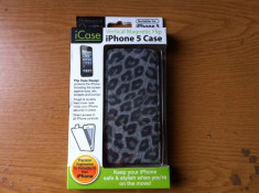 Husa Flip din piele pentru Iphone 5,5s imitatie leopard foto