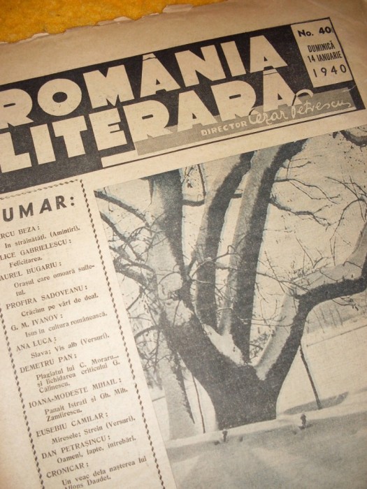 ROMANIA LITERARA - No. 40 { DUMINICA, 14 IANUARIE 1940 - DIR. CEZAR PETRESCU}