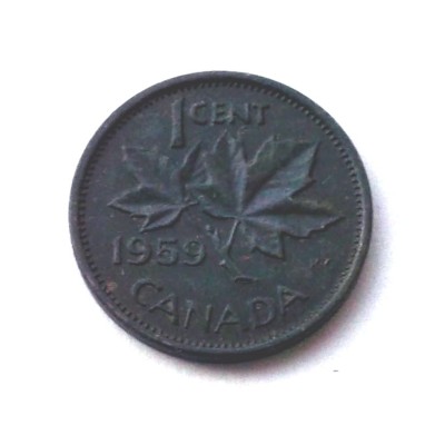 G2. CANADA 1 CENT 1959, 3.24 g., Bronze, Elizabeth II, 19.10 mm ** foto