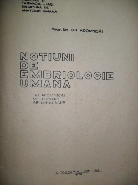 Prof. Adomnicai-Notiuni de embriologie umana-1978