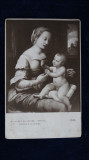 131-Muzeul Louvru-Raphael-Vierge a la chaise-Reproducere pictura- circulat 1910, Circulata